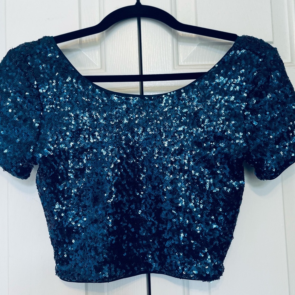 Forever 21 Sparkling Navy Crop Top